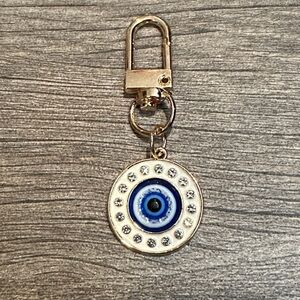 White Evil Eye Keychain